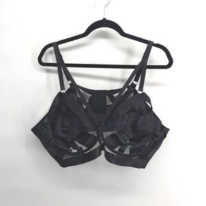 Torrid Bralette Cage Strappy 4 Black Womens Plus Size Lingerie Mesh Longline Bra
